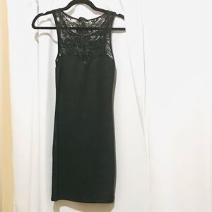NEW BLACK LACE HIGH NECK MINI DRESS